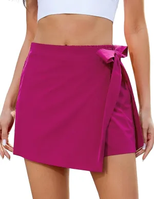 Trendy High Waisted Wrap Elastic Waist Pocket buoyant discoloration photosynthesis allow switch Fast Dry Hiking Tennis Golf Gym Skirt with Shorts luvamia Skorts for Woman 
