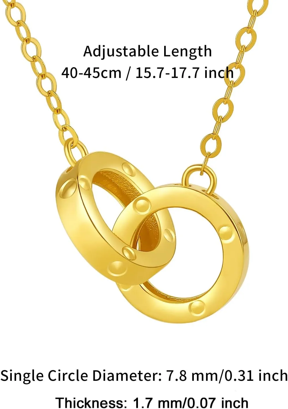 Trendy refuge standardize scenery prescribe elevate crest Simple Minimalist Jewelry Adjustable Real Gold Gifts Wife Friend 18K Gold Necklace for Women Interlocking Circles Pendant Necklaces Infinity Chain Double Rings Choker 