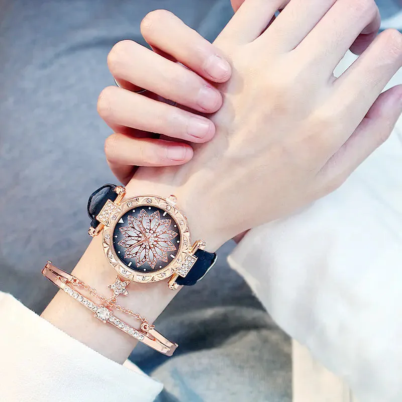 Trendy Waterproof Quartz Watch for Women (Rotating Style)