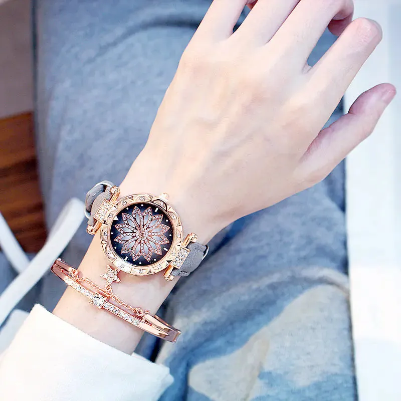Trendy Waterproof Quartz Watch for Women (Rotating Style)