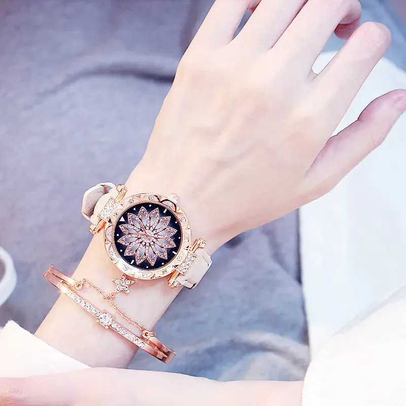 Trendy Waterproof Quartz Watch for Women (Rotating Style)