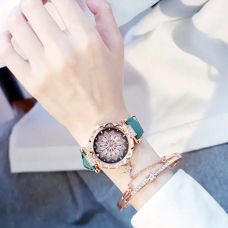 Trendy Waterproof Quartz Watch for Women (Rotating Style)