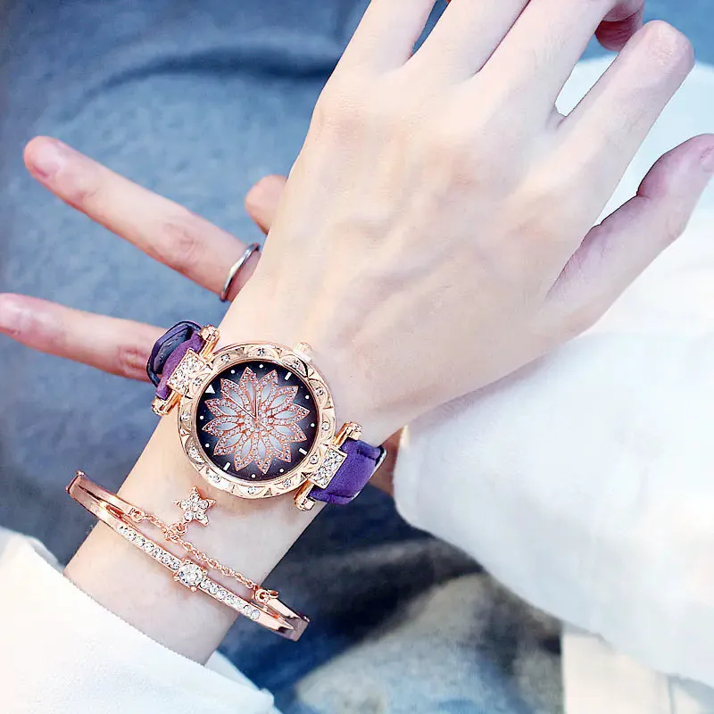 Trendy Waterproof Quartz Watch for Women (Rotating Style)