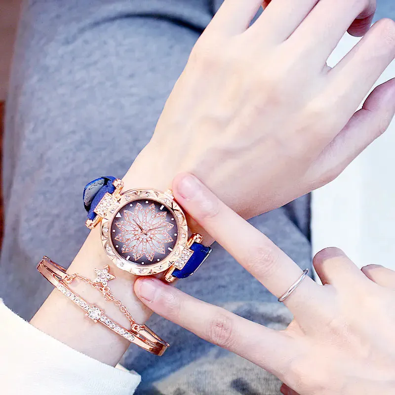 Trendy Waterproof Quartz Watch for Women (Rotating Style)