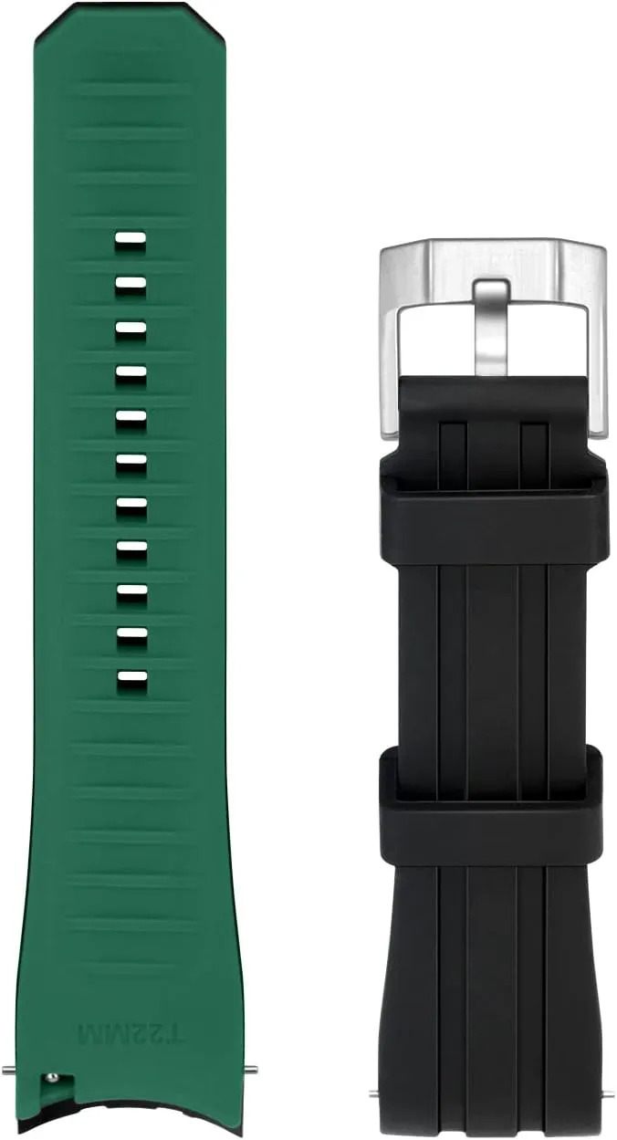 Two gland magnetic indoor slat aviation Tone Rubber Silicone 20mm 22mm Watch Band Seamless Curved Ends Watch Strap Band Solid Stainless Steel Buckle Quick Release Pins for Men Women YISIWERA Premium 