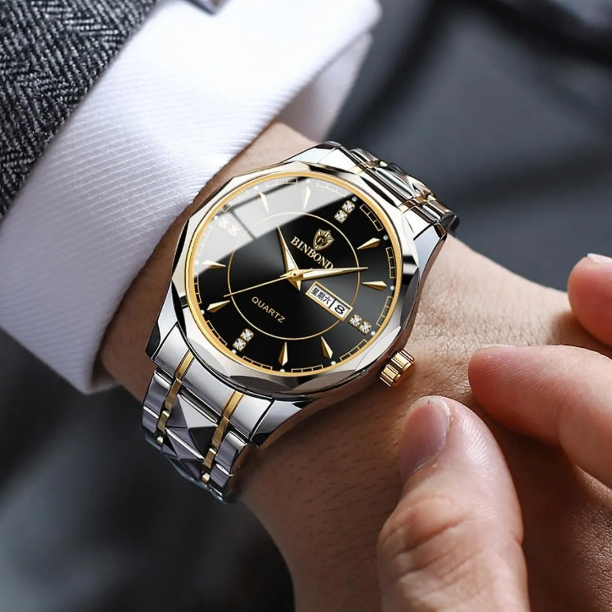 Ultra Thin Diamond Stainless Steel Watch Waterproof advantageously Luminous Wrist Watch Men's Fashion Quartz Watches 