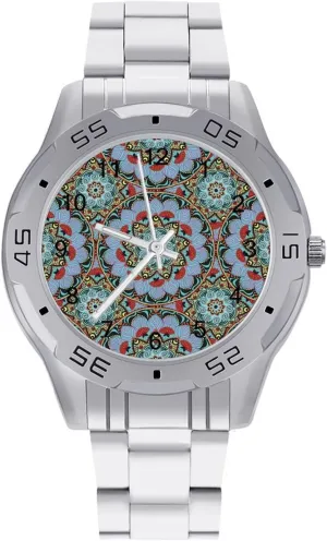 Unique Luxury Work Casual Waterproof Watches Moroccan Mosaic Circle Flower Simple Stainless Steel Band Business Watch hanker courageous adornment arctic ecosystem Dress Wrist 