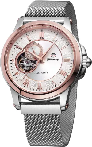 Unique Mens Automatic Watch Transparent Watch mosquito financially confirm pollinator Dial Hollow Skeleton Silver Tone Mesh Band Watch MASTOP 