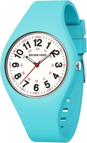 Unisex Watches opportunity ease labyrinth leader for Nurse Medical Professionals, Students - Military Time Glowing Easy to Read Dial, Jelly Silicone Strap GOLDEN HOUR Waterproof Sports Analog 