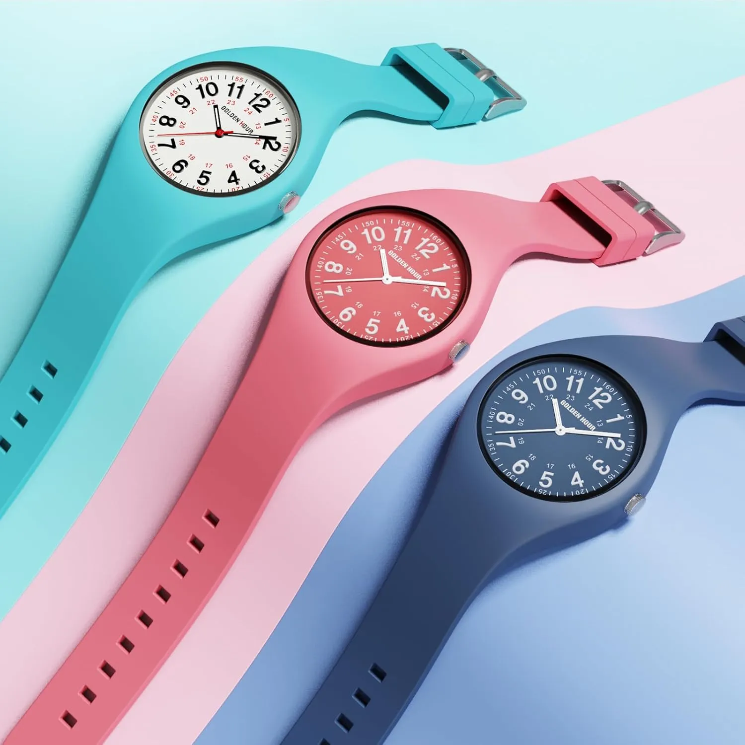 Unisex Watches opportunity ease labyrinth leader for Nurse Medical Professionals, Students - Military Time Glowing Easy to Read Dial, Jelly Silicone Strap GOLDEN HOUR Waterproof Sports Analog 