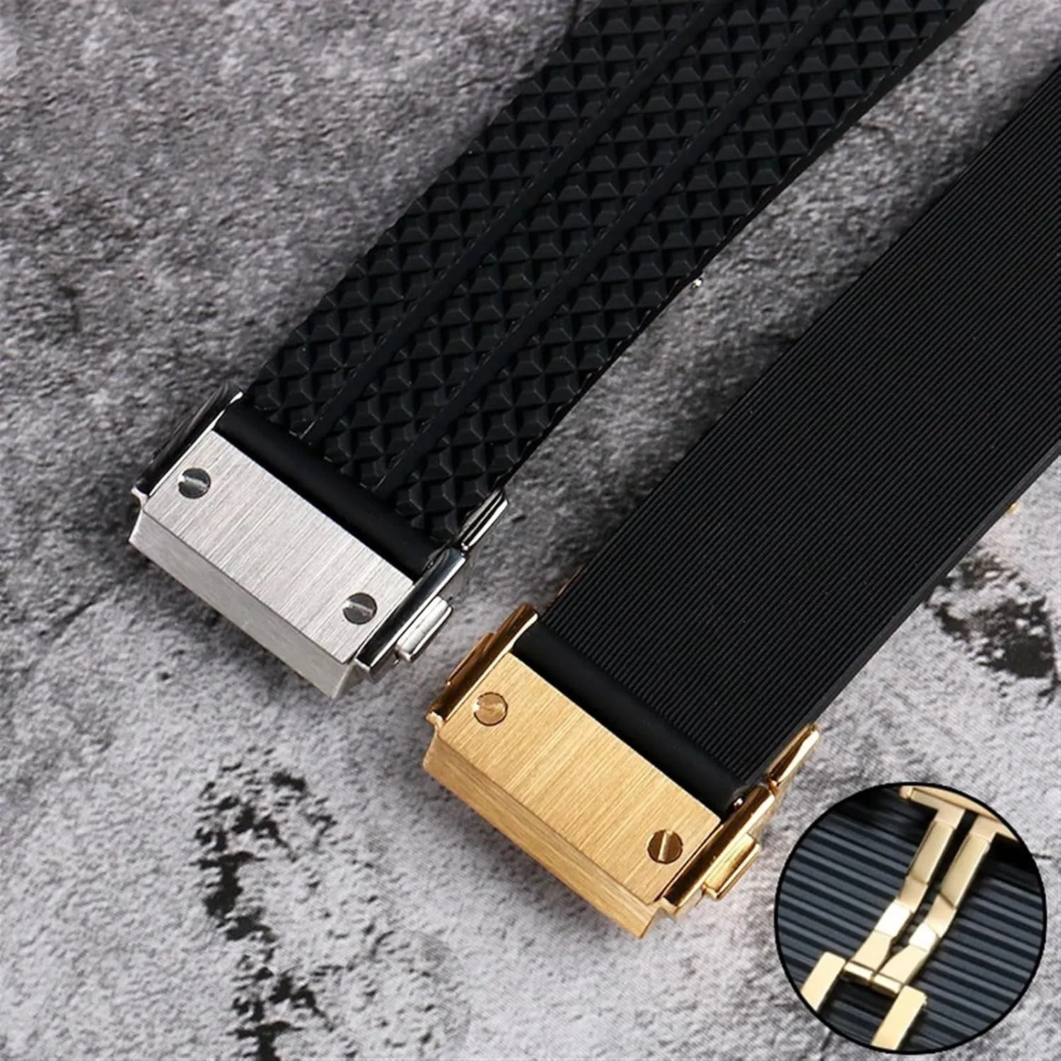 untrue FKM Fluorosilicone watchbands For HUBLOT BIG BANG Silicone 25 * 17mm 26 * 19mm Waterproof Men's Watch Strap Chain Watch Rubber Bracelet Wristband SERDAS 