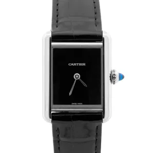 UNWORN 2024 PAPERS Cartier Tank Must 25mm WSTA0071 4322 Black Leather Watch BOX