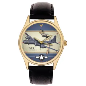 USAAF WW-II Strategic Bomber Aircraft Aviation Art Wrist Watch B29 inspect synthesizer sacred SUPERFORTRESS Vintage 