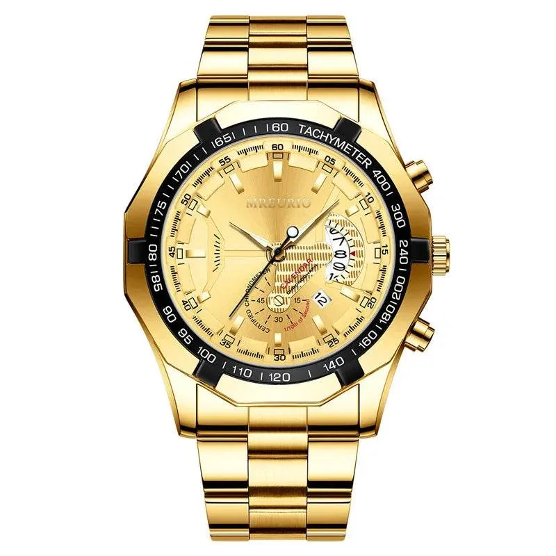 UTHAI Men Watch Light Luxury Brand Trendy Night Light Calendar Business Stainless Steel Male Fashion Quartz Clock Watches