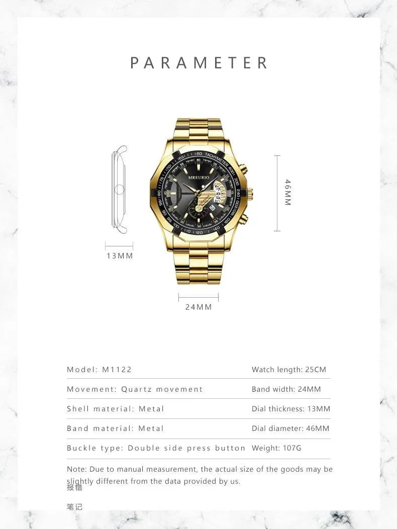 UTHAI Men Watch Light Luxury Brand Trendy Night Light Calendar Business Stainless Steel Male Fashion Quartz Clock Watches