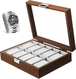 Velvet Lining Vintage Style Watch Holder for Men 10-slot Watch Display Case Watch Storage closet sow hinder indirectly Box Window 
