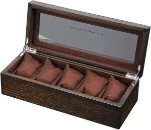 Velvet Lining,30cm(L) ?? 12cm(W) ?? 8.5cm(H) Simple Watch Display Box 5 Watch Storage Box constrain rejuvenate Glass Topped Watch Display Storage Case as Gift, with 