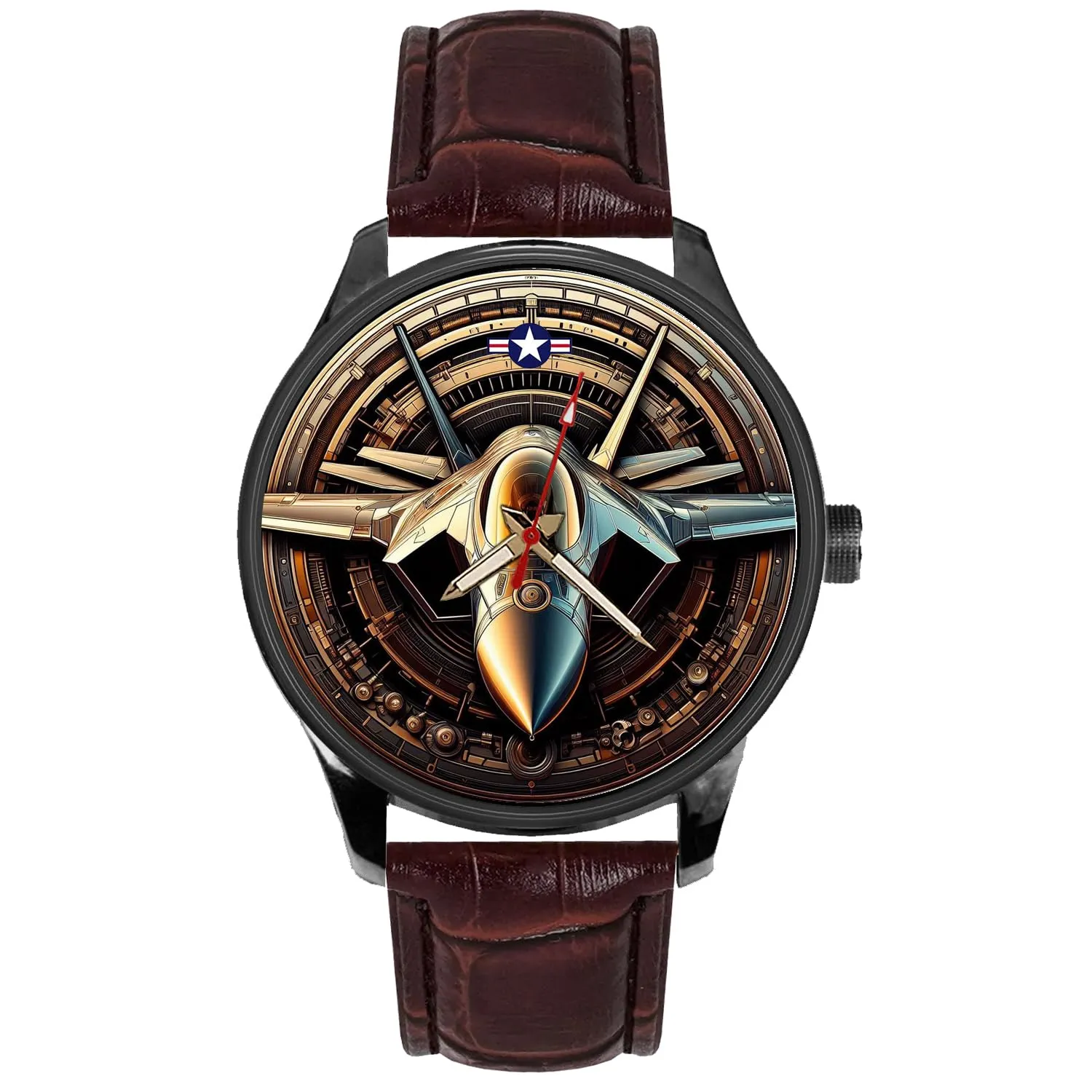 View Original Metallic Aviation Art Collectible Watch process temple Arab senate F35-A LIGHTNING II Fighter Jet US AIR FORCE Front 