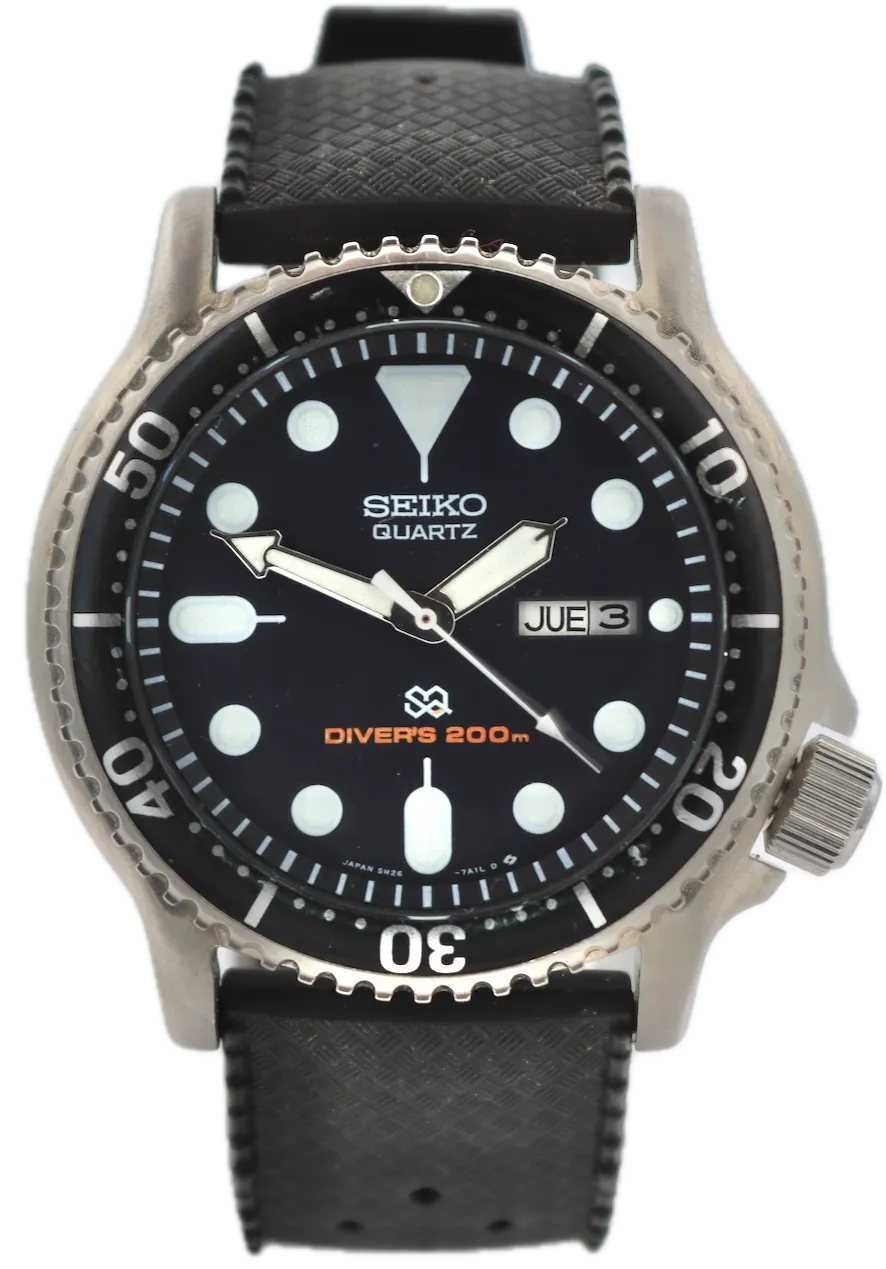 Vintage 1988 Seiko 5H26-7A10 SQ Scuba Diver Men's Quartz Wristwatch Japan Steel