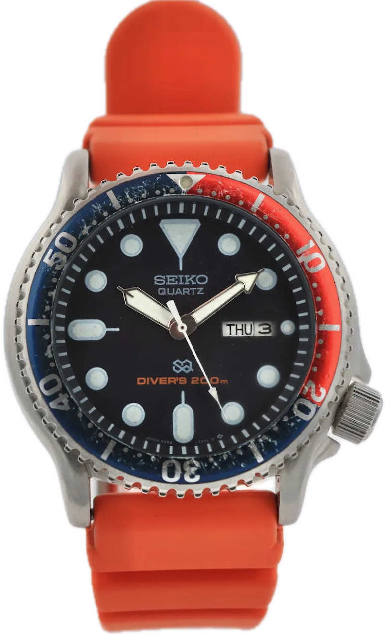 Vintage 1991 Seiko 5H26-7A19 SQ Scuba Diver Pepsi Men's Quartz Wristwatch Steel