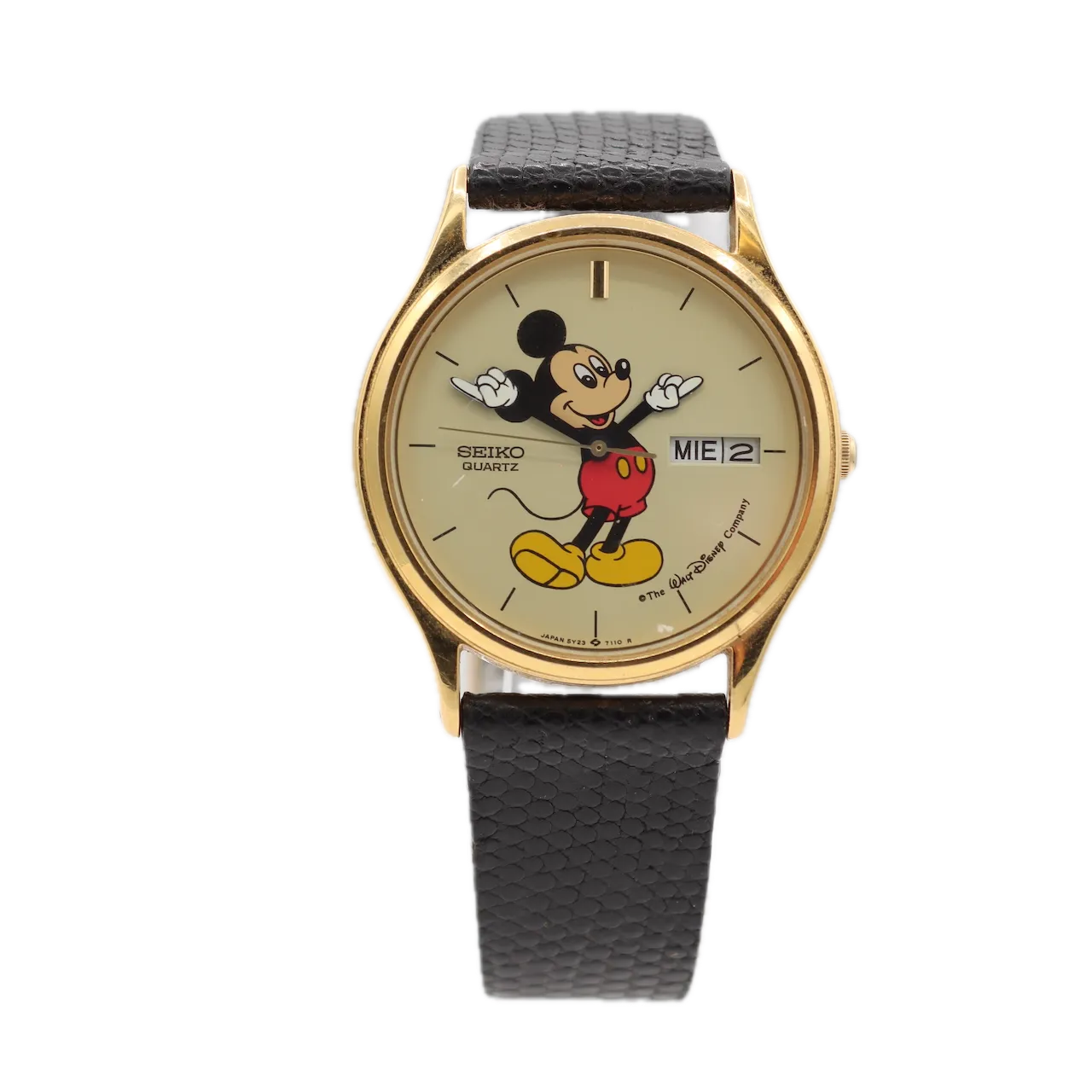 Vintage Seiko 5Y23-7079 Mickey Mouse Men's Quartz Wristwatch Japan Gold Tone