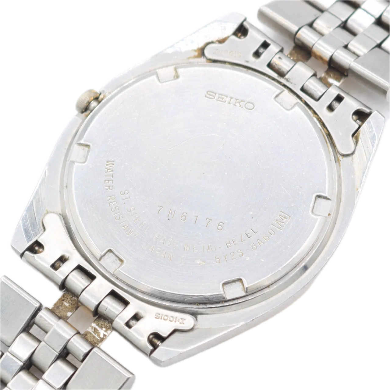 Vintage Seiko 5Y23-8A60 Fluted Day Date Men's Quartz Wristwatch Japan Gold Tone