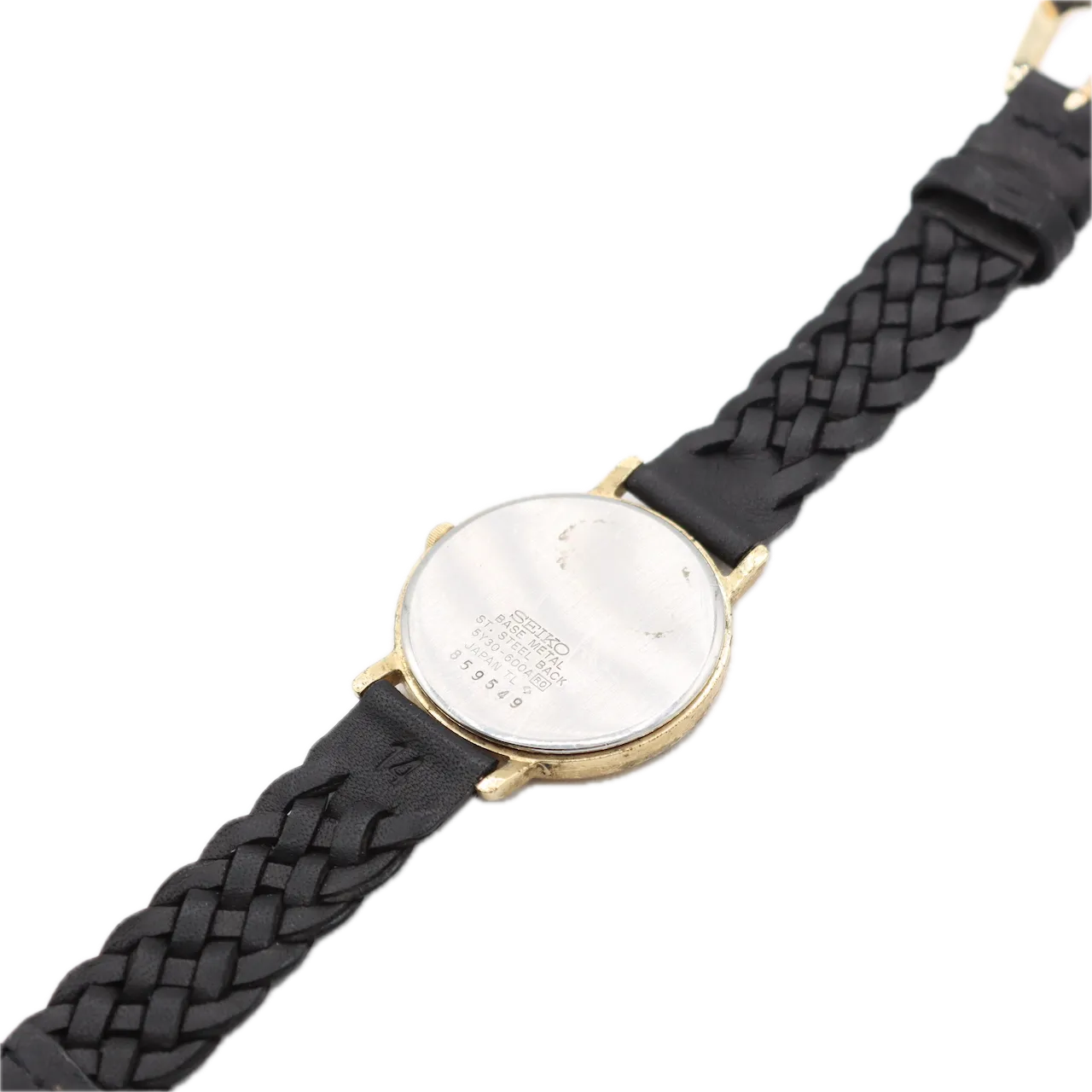 Vintage Seiko 5Y30-600A Black & Gold Dial Men's Quartz Wristwatch Gold Tone