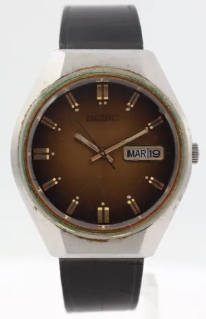 Vintage Seiko 6309 8099 Orange Fade Sunburst Men's Automatic Wristwatch Steel
