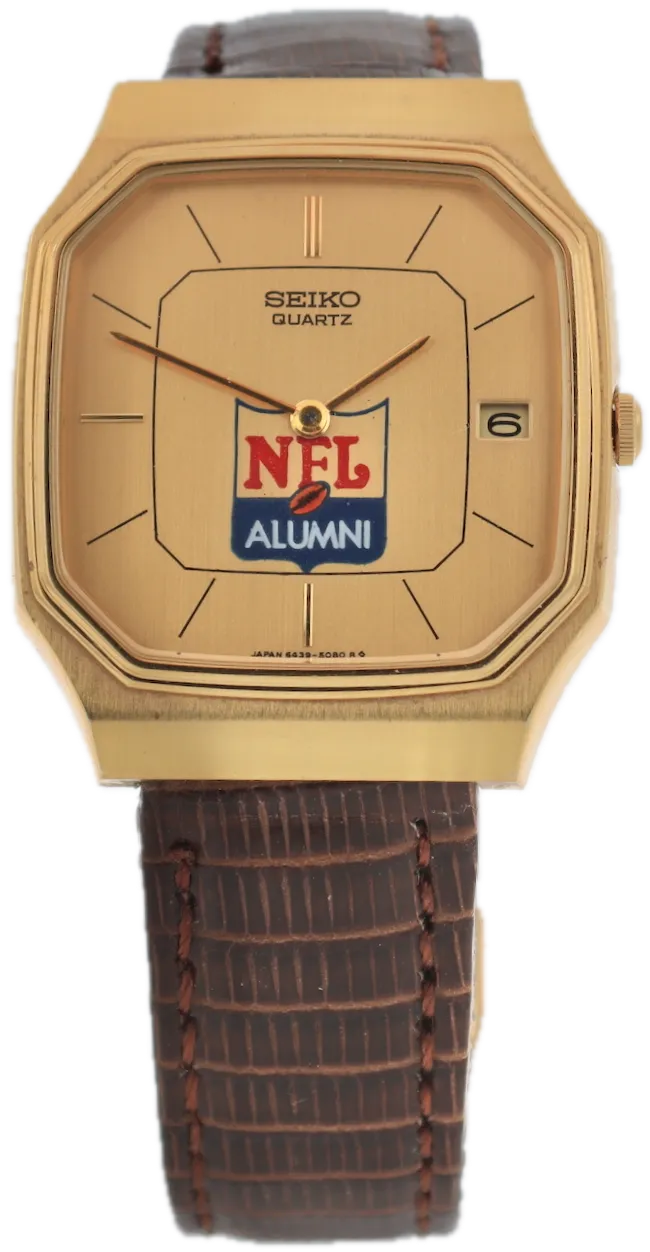 Vintage Seiko 6439-5039 NFL Alumni Men's Quartz Wristwatch Japan Gold Tone