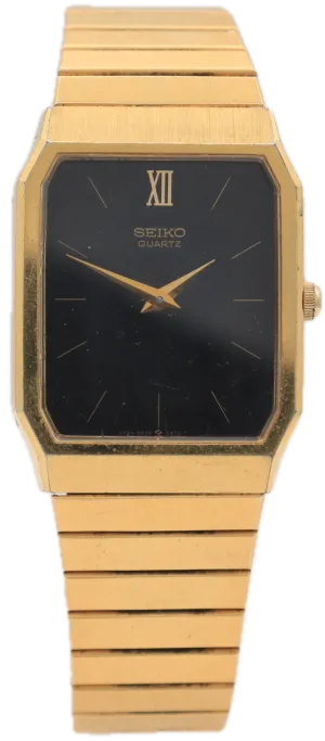 Vintage Seiko 6530-5799 Black Dial Men's Quartz Wristwatch Japan Gold Tone