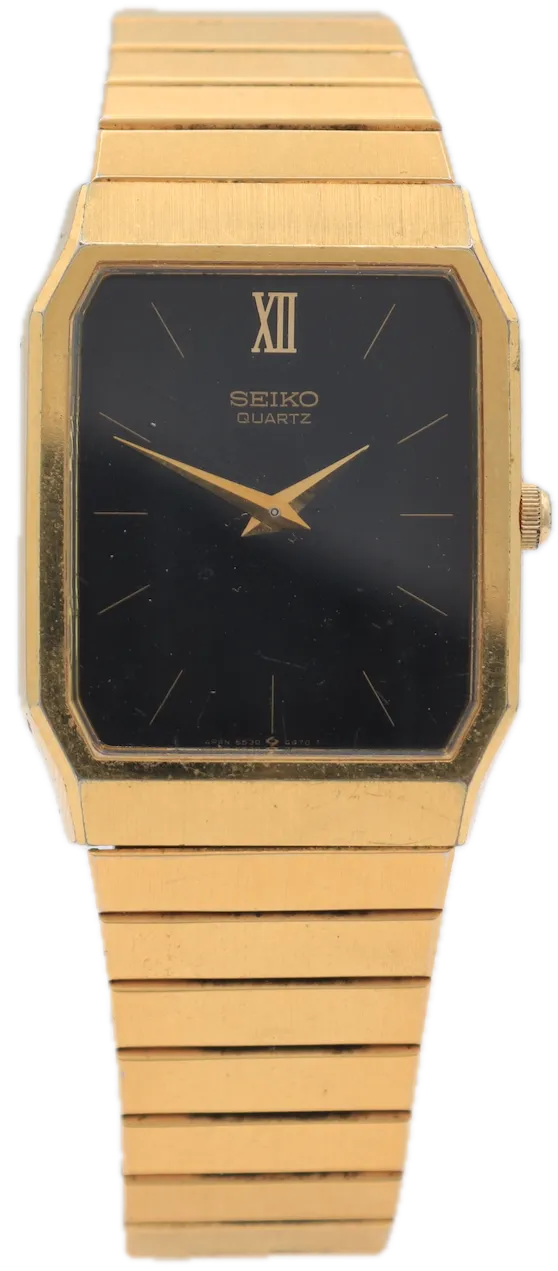 Vintage Seiko 6530-5799 Black Dial Men's Quartz Wristwatch Japan Gold Tone