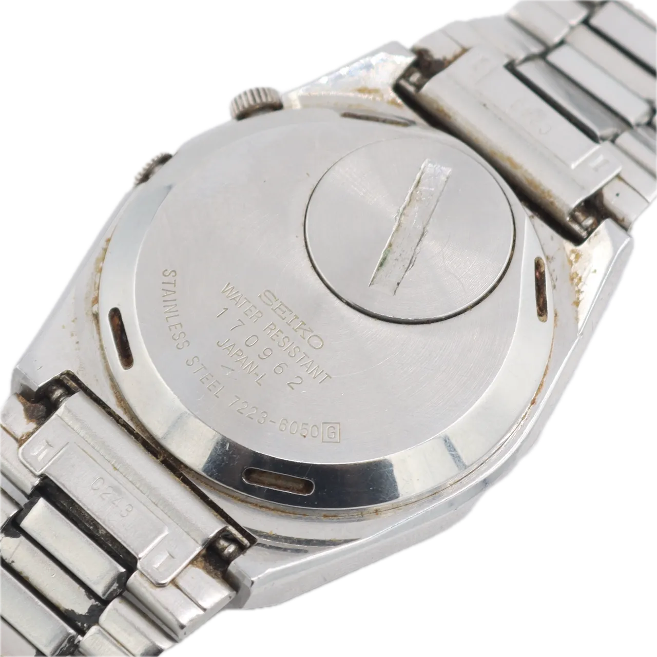 Vintage Seiko 7223-6050 SQ Alarm Day date Men's Quartz Wristwatch Japan Steel