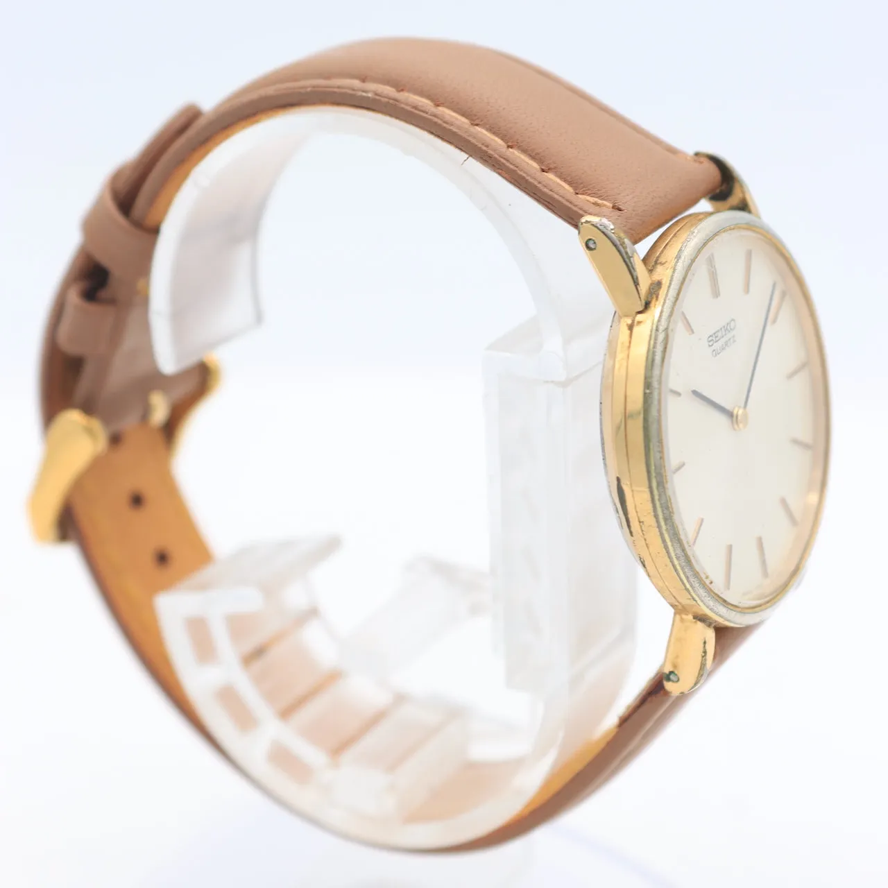 Vintage Seiko 7800-8019 Dress Sunburst Men's Quartz Wristwatch Japan Gold Tone