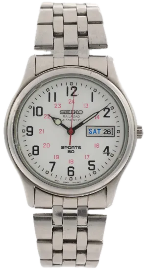 Vintage Seiko 7N43-9A78 Railroad approved Day Date Men's Quartz Wristwatch