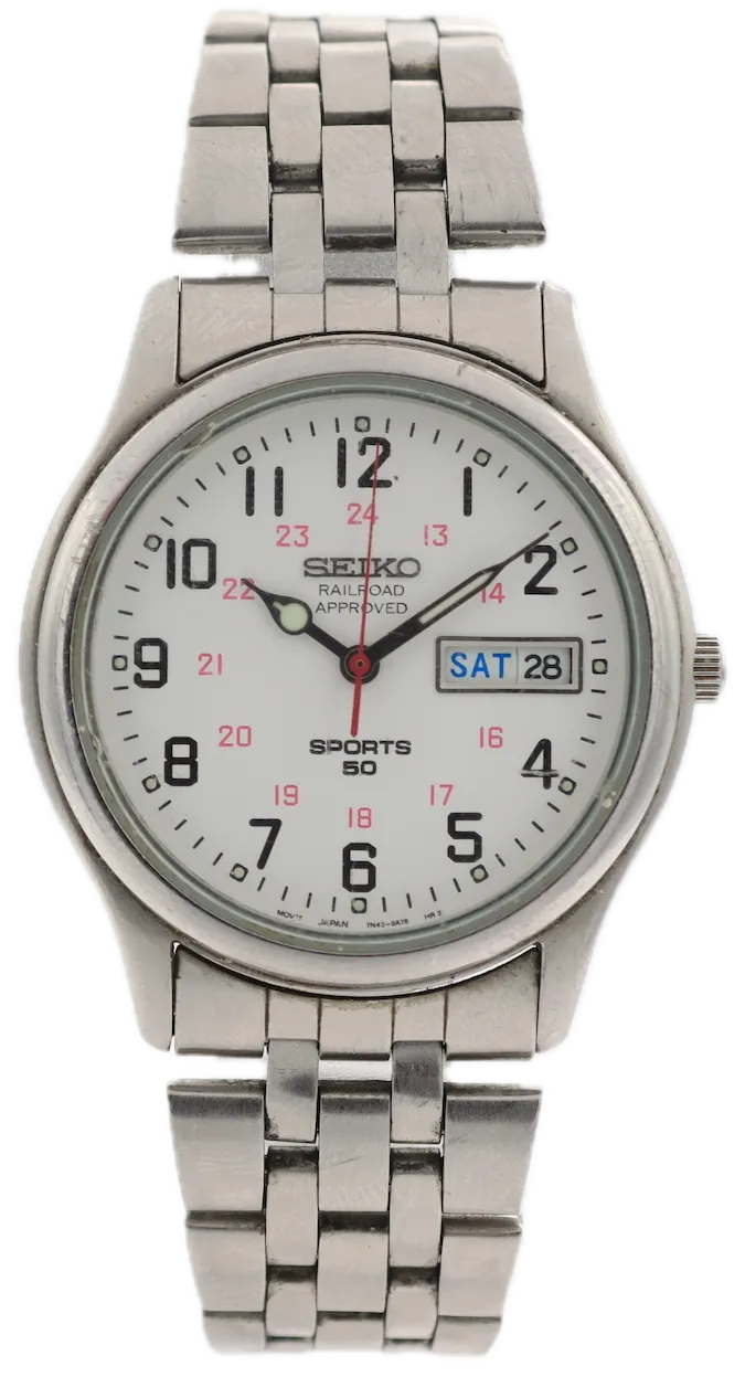 Vintage Seiko 7N43-9A78 Railroad approved Day Date Men's Quartz Wristwatch
