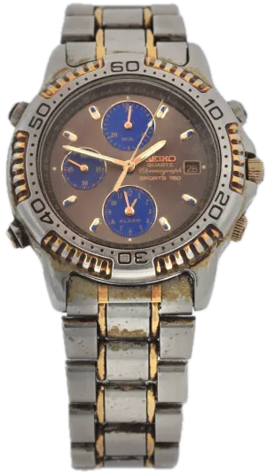 Vintage Seiko 7T32-6C09 Sports 150 Grey Men's Quartz Chronograph Wristwatch