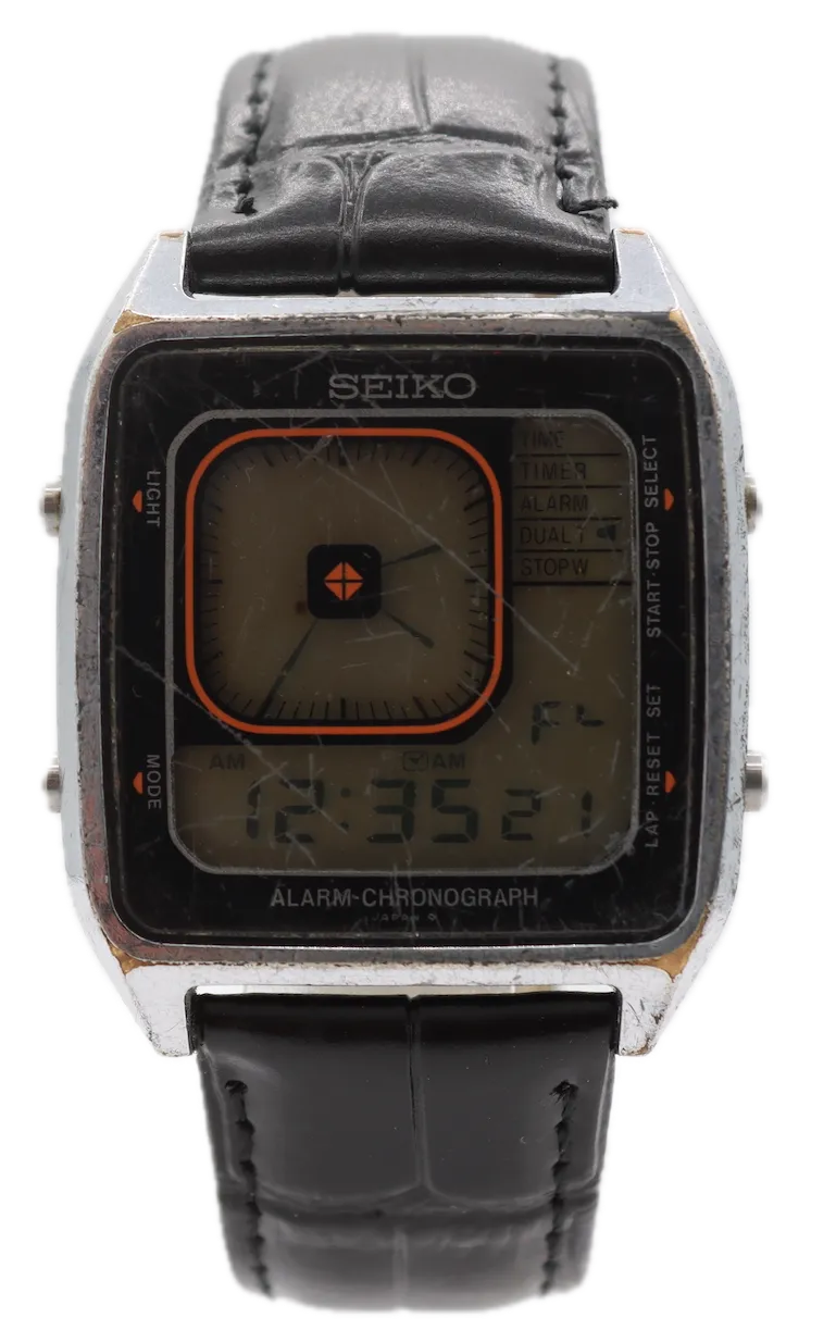 Vintage Seiko G757-4050 James Bond Men's Quartz LCD Wristwatch Steel & Chrome