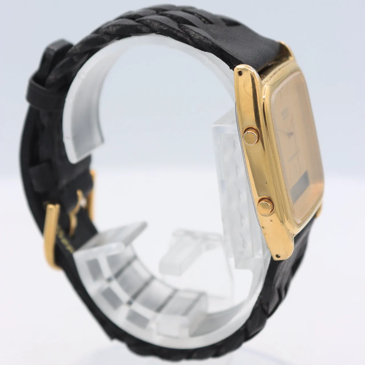 Vintage Seiko H601-5430 Ana-Digi Men's Quartz LCD Wristwatch Japan Gold Tone