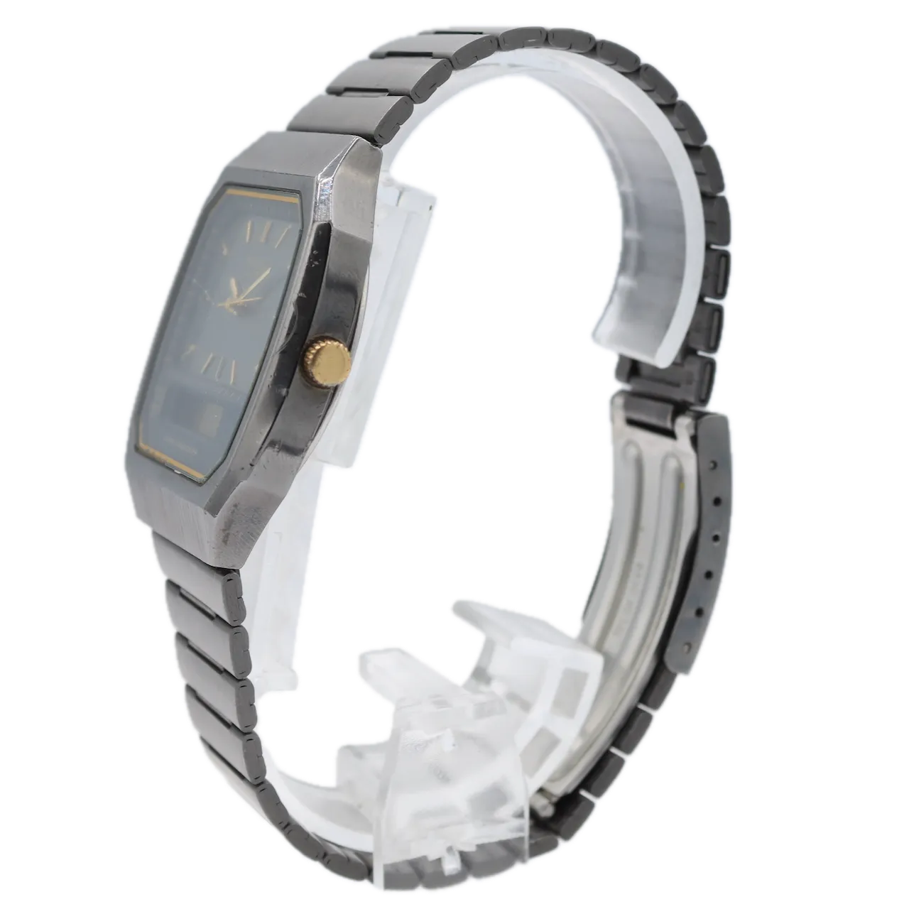 Vintage Seiko H601-5479 Black Ana-Digi Men's Quartz LCD Wristwatch PVD & Steel
