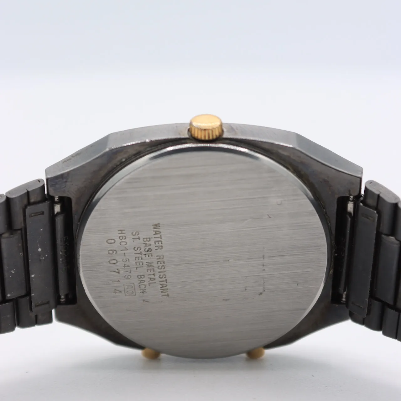 Vintage Seiko H601-5479 Black Ana-Digi Men's Quartz LCD Wristwatch PVD & Steel