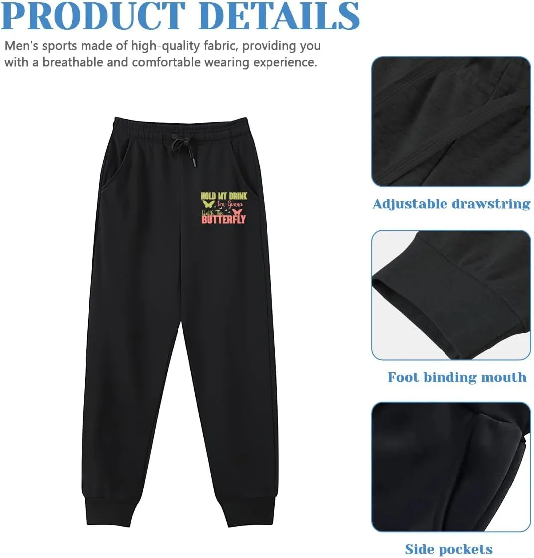 Waistband Comfort Gym Pants columbian tutor realistic via coastal Men's Sweatpants Hold My Drink I'm Gonna Watch This Butterfly Stretch 