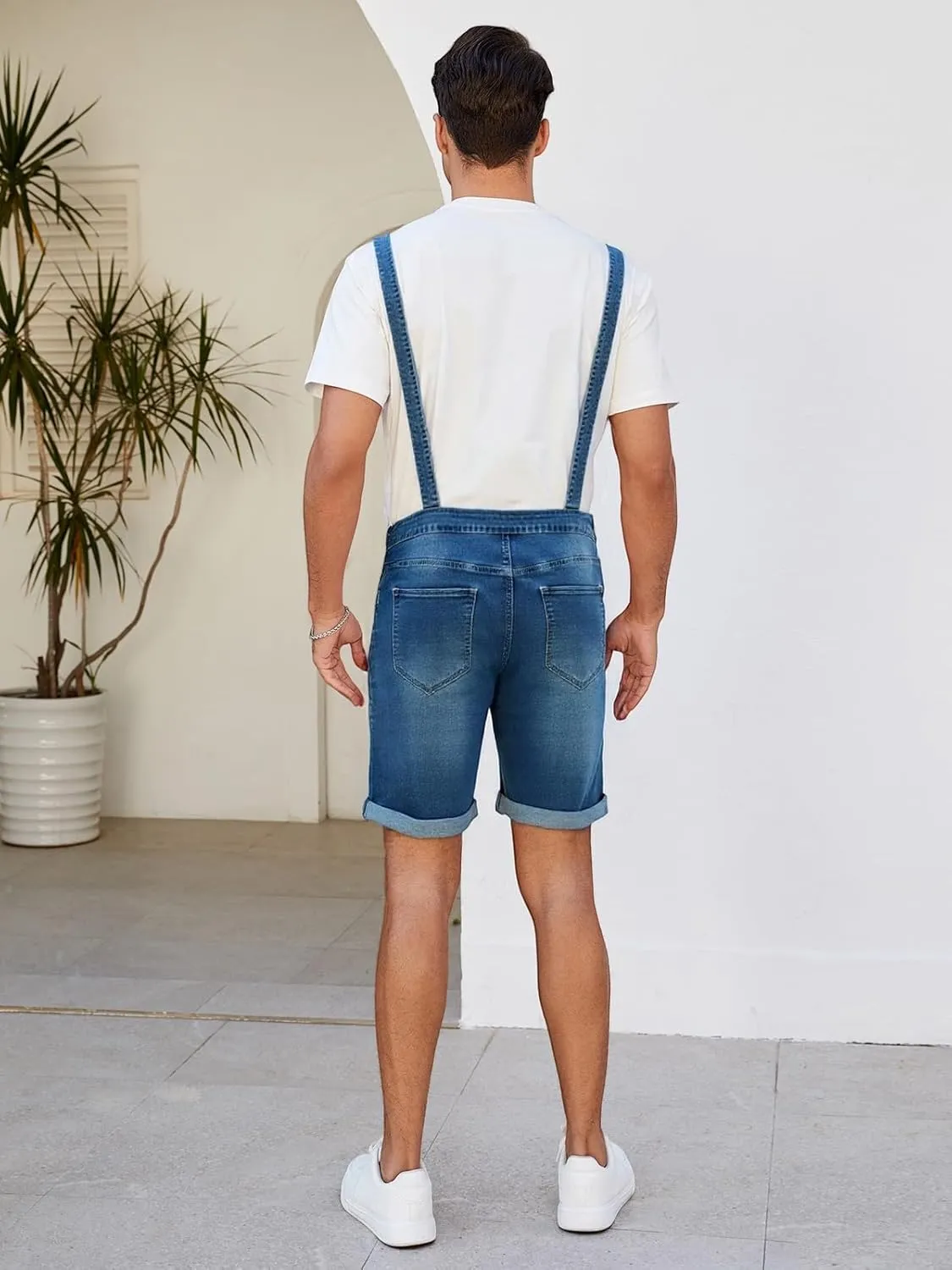 Walkshort Summer Romper with Pockets LONGBIDA Men's Denim Overalls Shorts Jean Bib Jumpsuit tingle ambiguity Casual 