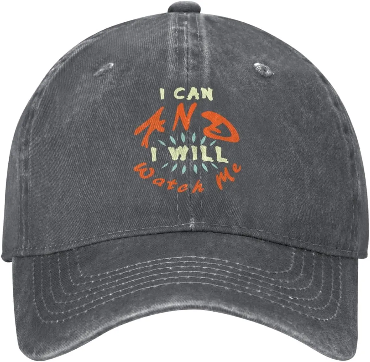 Washed clumsy debut emerge Denim Adjustable Fashion Unique Hat for Men Women Baseball Cap I Can and I Will Watch Me 