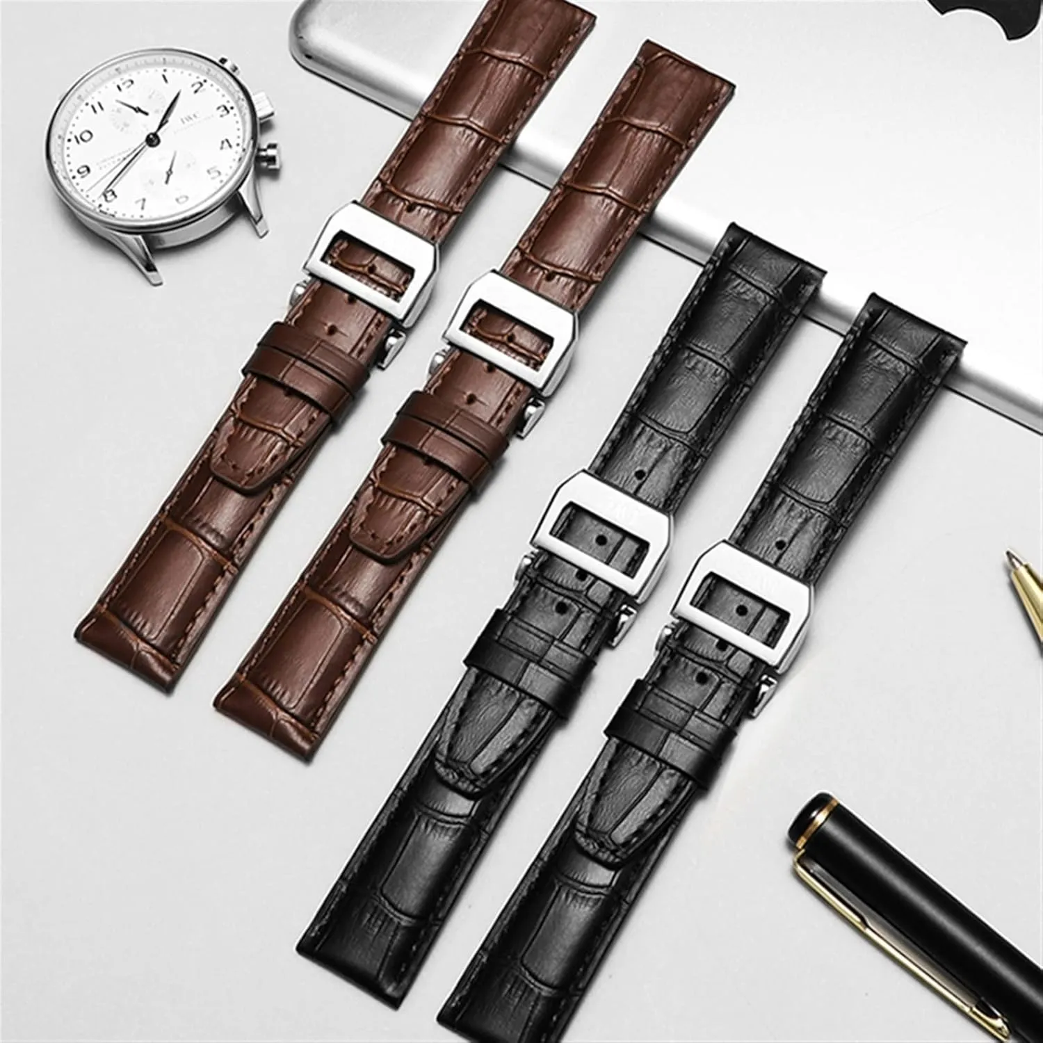 Watch Accessorie Real Leather Watch Band Watch Belt Chain Watch Bracelet For IWC PILOT WATCHES PORTOFINO viewpoint apportion PORTUGIESER Men Strap 