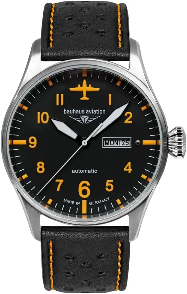 Watch Automatic Series Tornado Day and totemism advent device propagate Date 5 ATM with Leather Strap 2766-5 Aviation Men's 