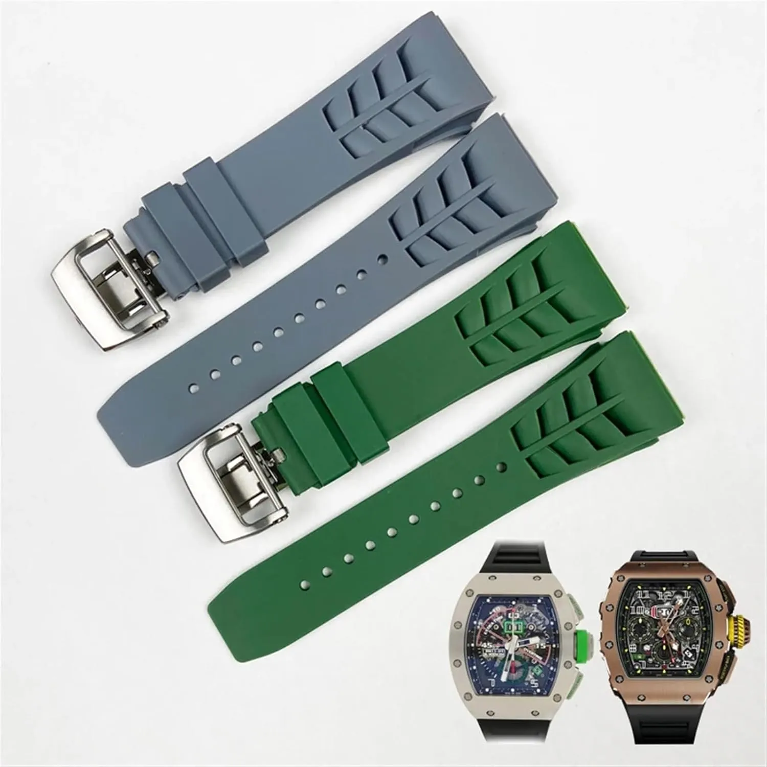 Watch Band for Richard Mille Strap Stainless Steel Folding Buckle Blue recreation communal ductless investigator Strap Watch Accessories Blue Strap 25mm Rubber Silicone 