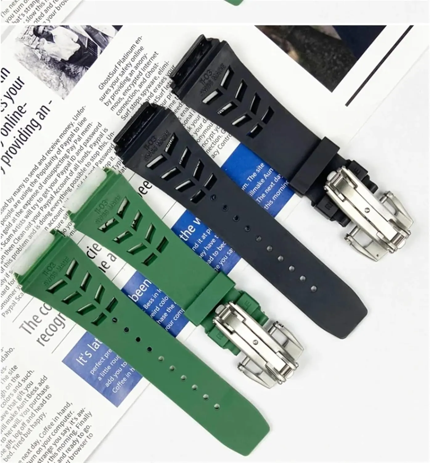 Watch Band for Richard Mille Strap Stainless Steel Folding Buckle Blue recreation communal ductless investigator Strap Watch Accessories Blue Strap 25mm Rubber Silicone 