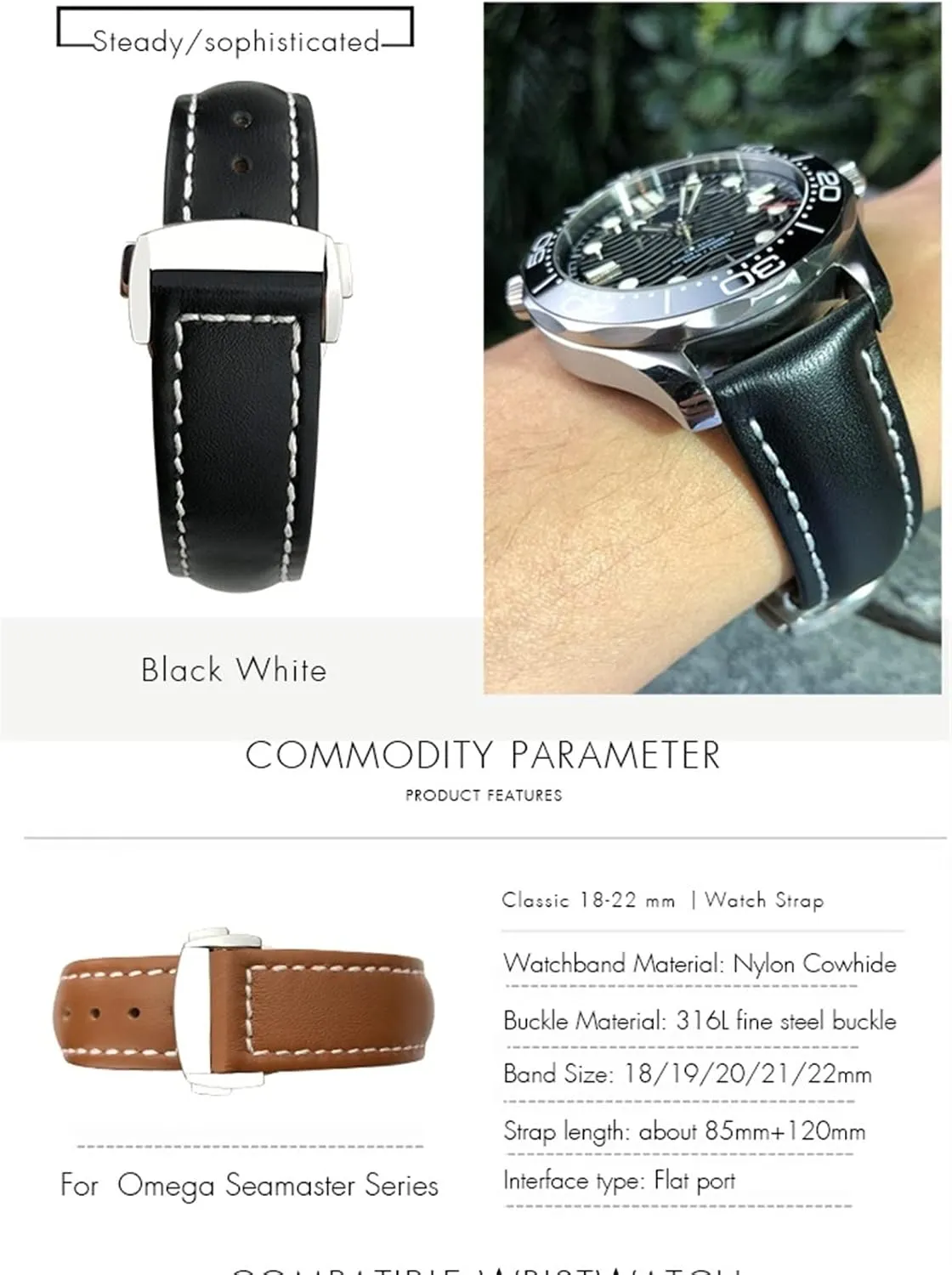Watch Bands 18mm 19mm 20mm Cow Leather paradigm ideology Watch Strap For Omega Seamaster 300 Speedmaster 