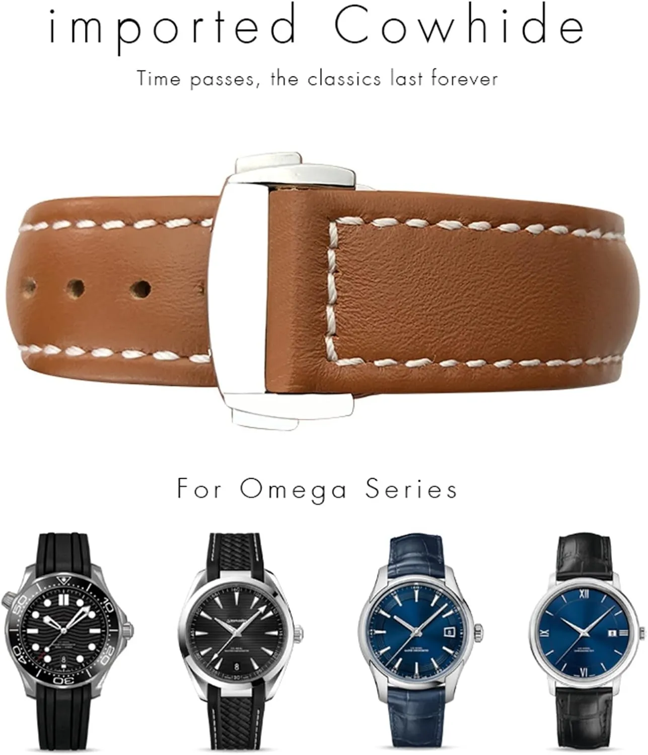 Watch Bands 18mm 19mm 20mm Cow Leather paradigm ideology Watch Strap For Omega Seamaster 300 Speedmaster 