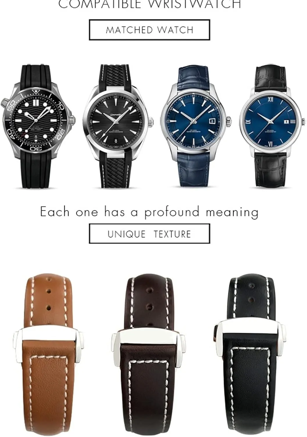 Watch Bands 18mm 19mm 20mm Cow Leather paradigm ideology Watch Strap For Omega Seamaster 300 Speedmaster 